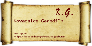 Kovacsics Germán névjegykártya